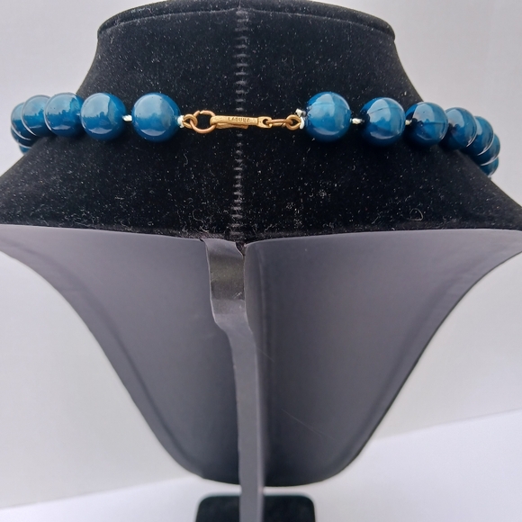 LAGUNA RARE COLOR TEAL SIGNED NECKLACE glass beads 30" blue vintage MCM - Picture 6 of 6
